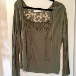 Olive green flowy long sleeve shirt